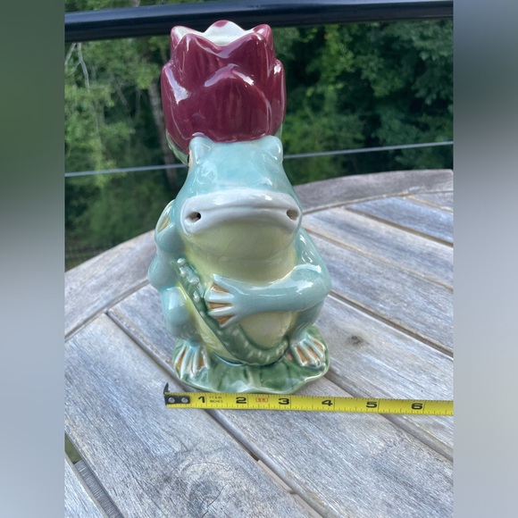 Majolica Frog / Lotus Vintage Candle Holder - Picture 8 of 8